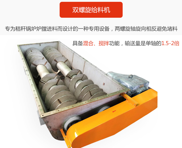 雙螺旋給料機采用雙軸設計，具備混合、攪拌功能。